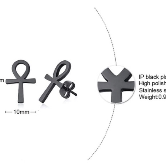 Ankh Cross Earrings Stainless Steel Post Earring Key Of Crux Egyptian Symbol - Picture 3 of 3